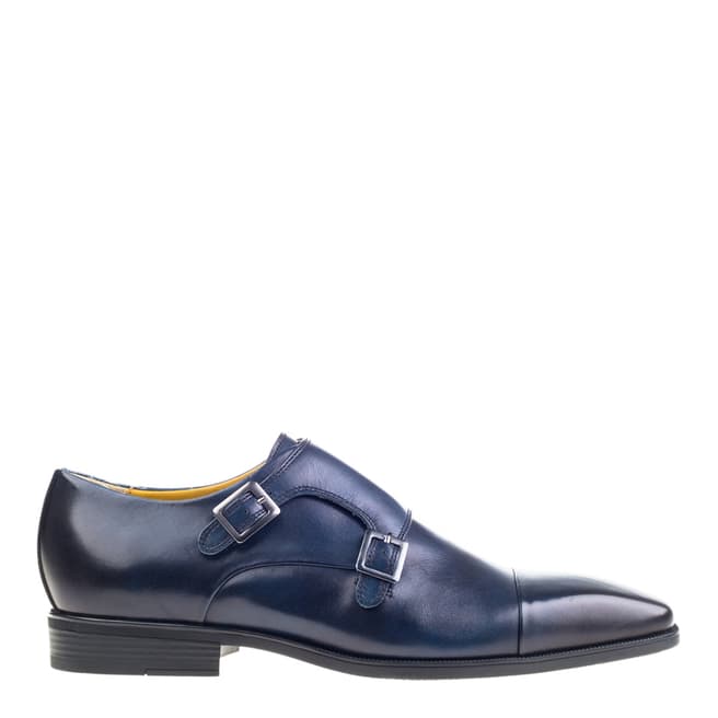 Steptronic Navy Hampstead Leather Formal Monk Shoes