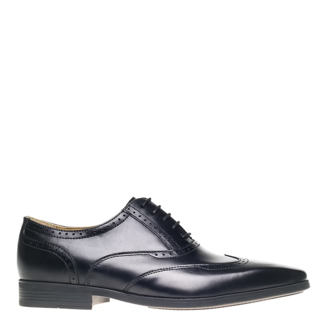 Steptronic Black Hastings Leather Brogue Oxford Shoes