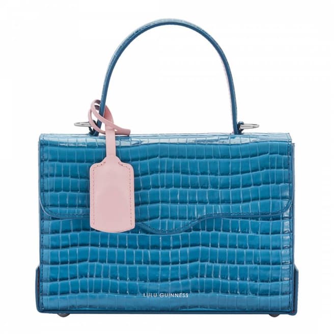Lulu Guinness Blue Croc Queenie Handbag
