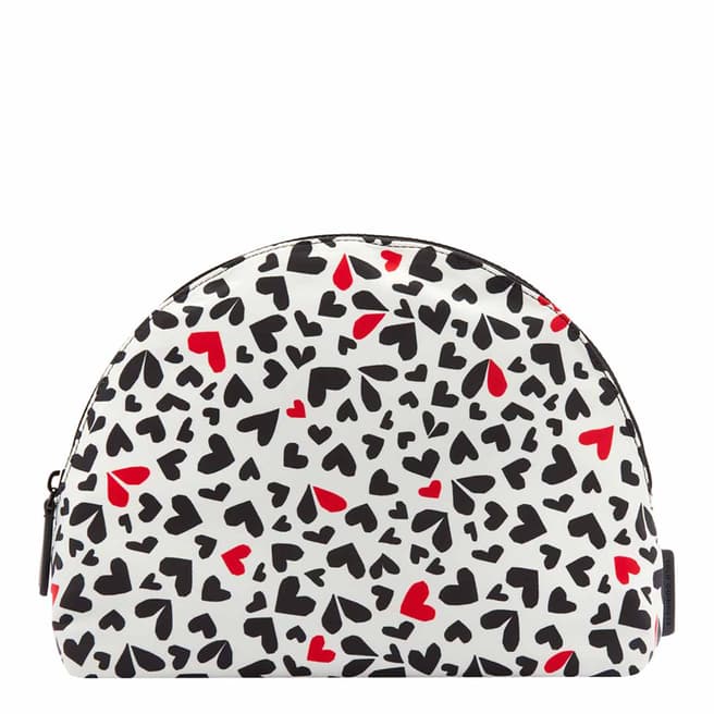 Lulu Guinness Pale Grey Large Cut Out Hearts Crescent Pouch