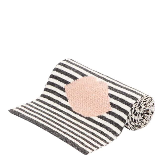 Lulu Guinness Charcoal Pink Lip Icon Knitted Scarf