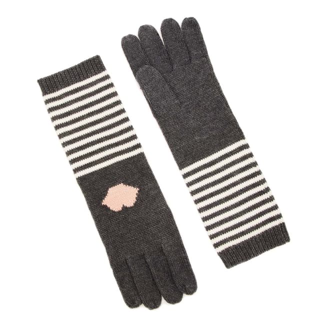 Lulu Guinness Charcoal Pink Lip Icon Knitted Gloves