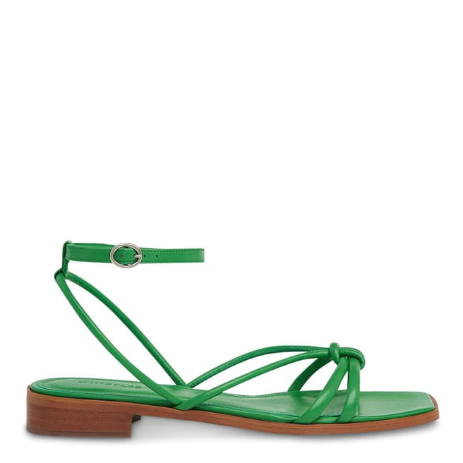 WHISTLES Green Roya Flat Strappy Leather Sandals