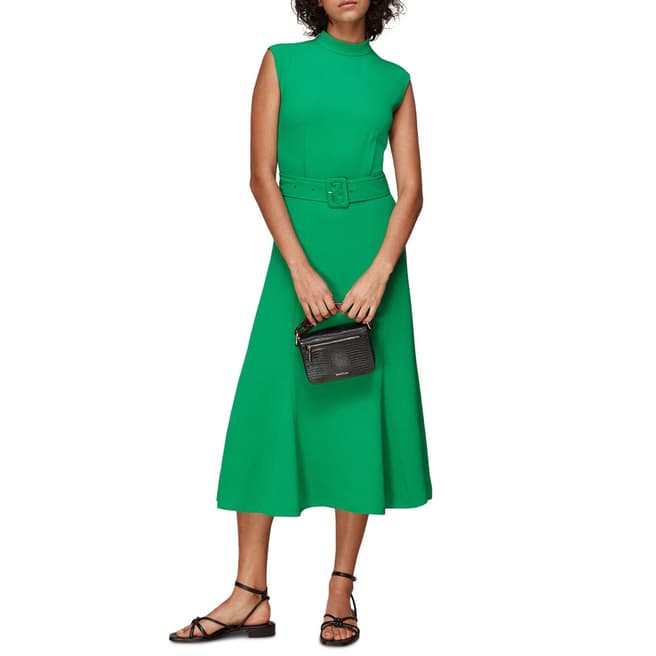 WHISTLES Green Penny Belted Dress