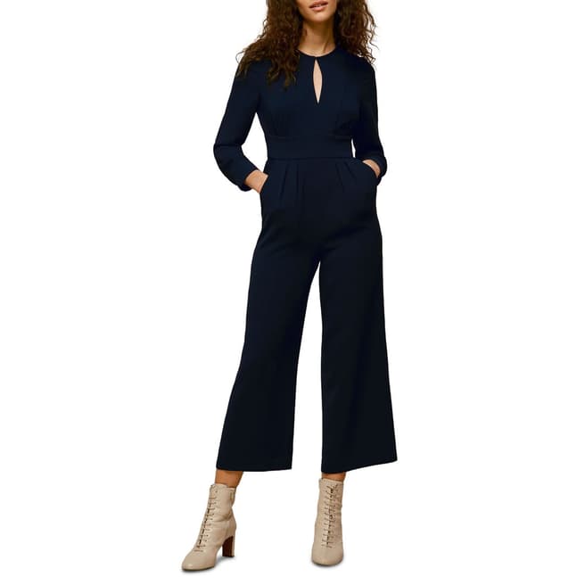WHISTLES Navy Petra Crepe Jumpsuit