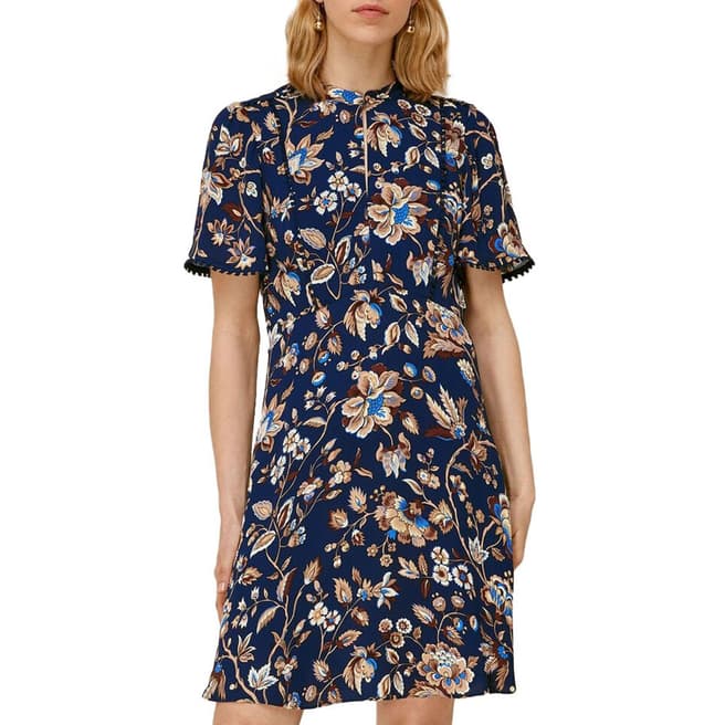 WHISTLES Navy Prairie Blossom Print Dress