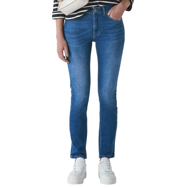 WHISTLES Blue Mid Wash Skinny Stretch Jeans