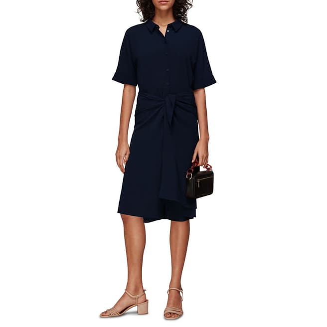 WHISTLES Navy Dolly Tie Front Dress