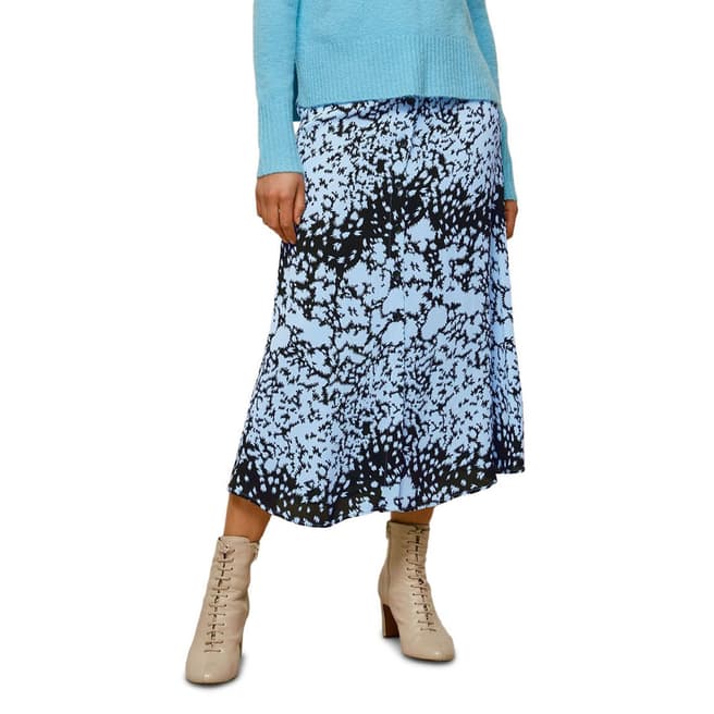 WHISTLES Blue Floral Animal Button Skirt
