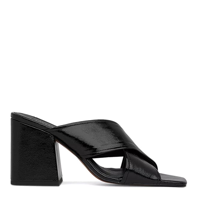 WHISTLES Black Ayres Cross Strap Leather Sandals