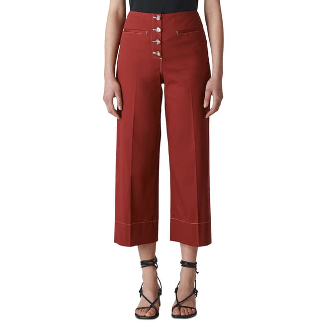 WHISTLES Rust Heidi Button Wide Stretch Trousers
