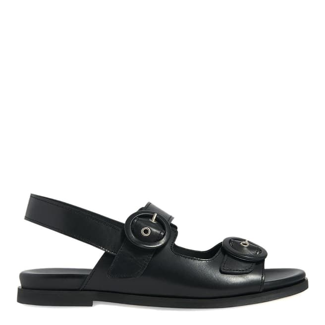 WHISTLES Black Marcie Buckle Leather Sandals