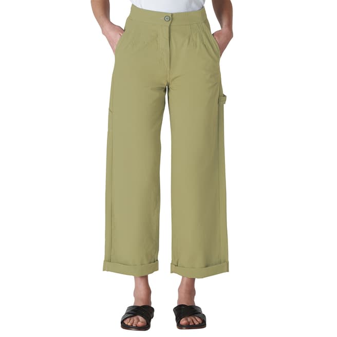 WHISTLES Pale Green Cameron Cotton Trousers