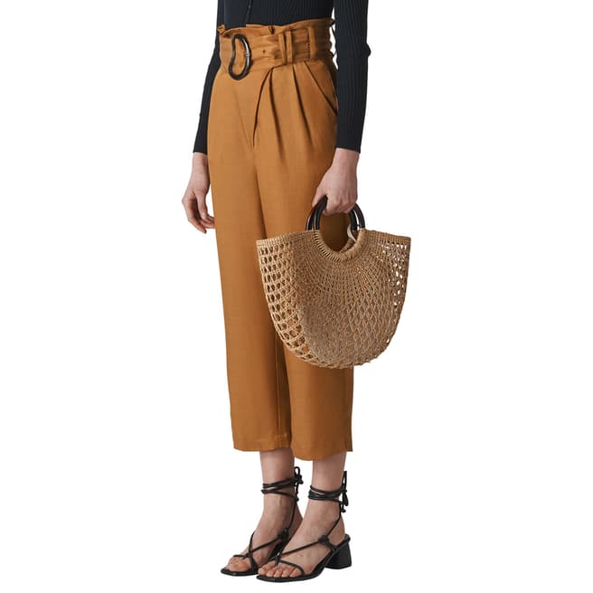 WHISTLES Camel Amelie Paper Bag Trousers