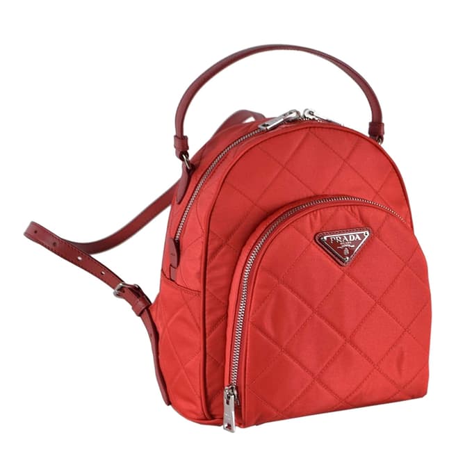 Prada Red Quilted Nylon Backpack