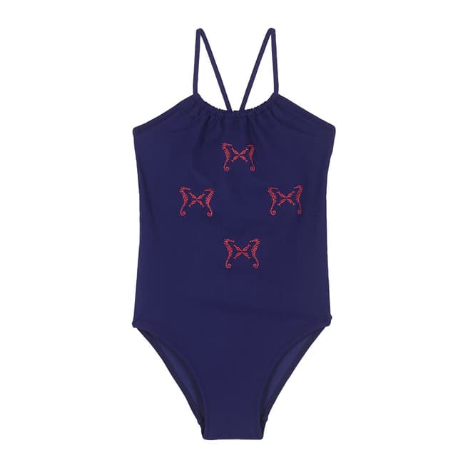 Vilebrequin Girl's Midnight Blue Hippocampes Swimsuit