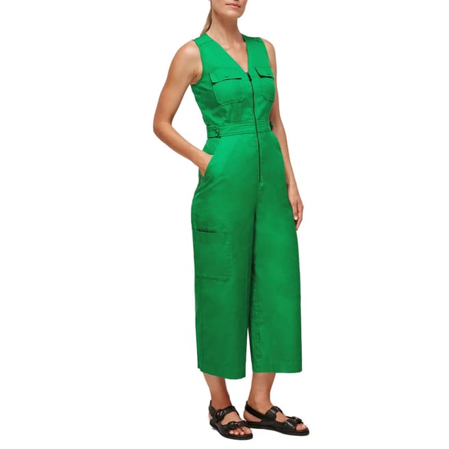 WHISTLES Green Nettie Utility Cotton Jumpsuit