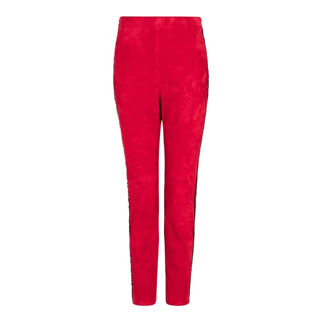 Amanda Wakeley Red Stretch Suede Trousers