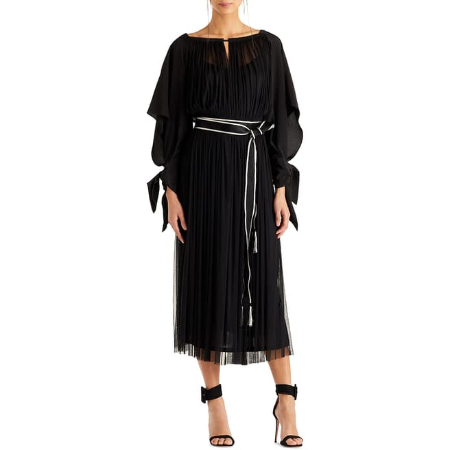Amanda Wakeley Black Silk Tulle Midi Dress