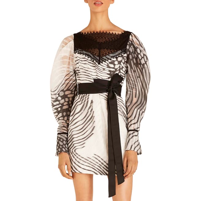 Amanda Wakeley Ecru/Black Moth Jacquard Mini Dress