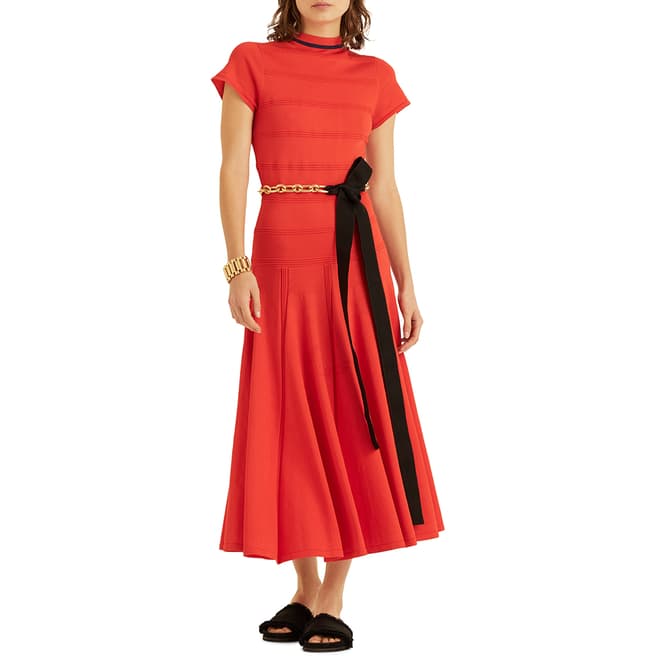 Amanda Wakeley Orange Viscose Knitted Midi Dress