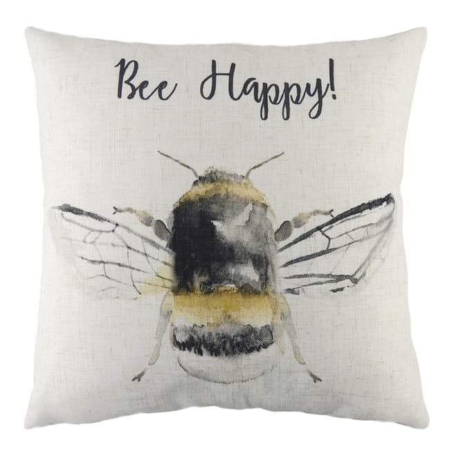Evans Lichfield Bee Happy 43x43cm Cushion, White