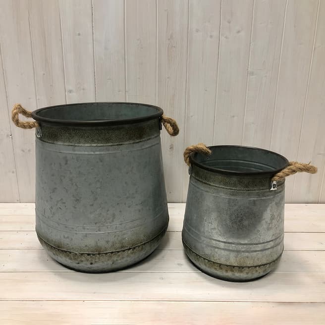 The Satchville Gift Company Set Of 2 Metal Planters