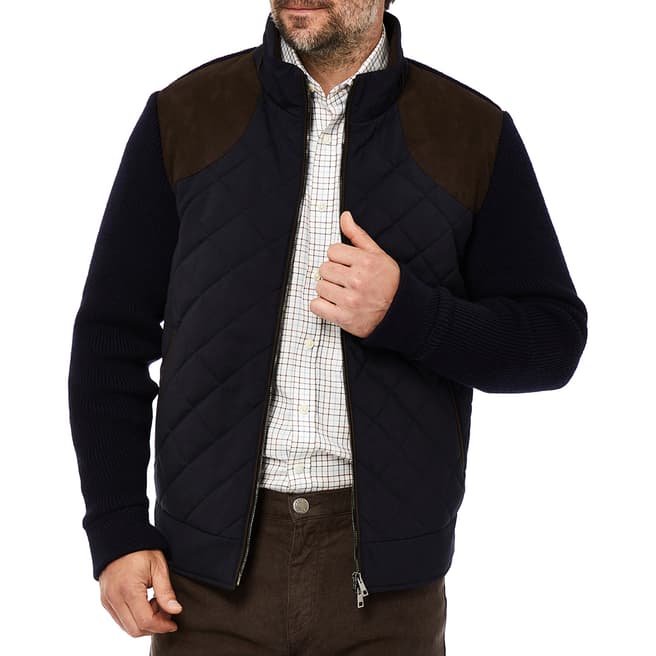 Purdey Men's Navy Quilted Knit Jacket