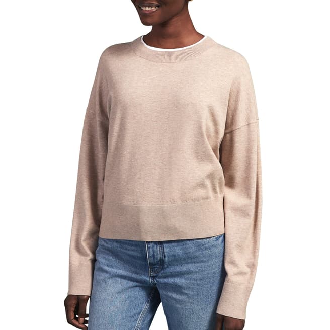 Jigsaw Taupe Soft Viscose Tapered Jumper