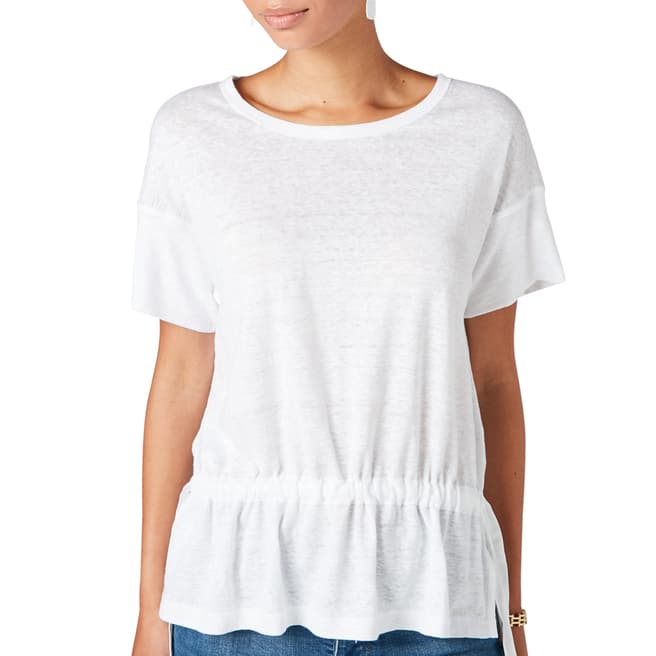 Jigsaw White Drawstring Linen T-Shirt
