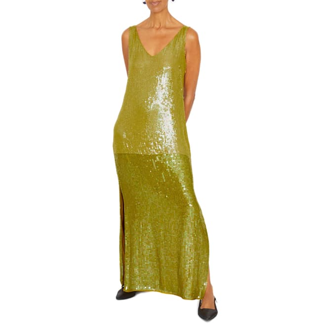 Jigsaw Green Sequin Slip Dress