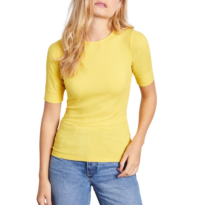 Jigsaw Yellow Bovey Ribbed Fitted T-Shirt