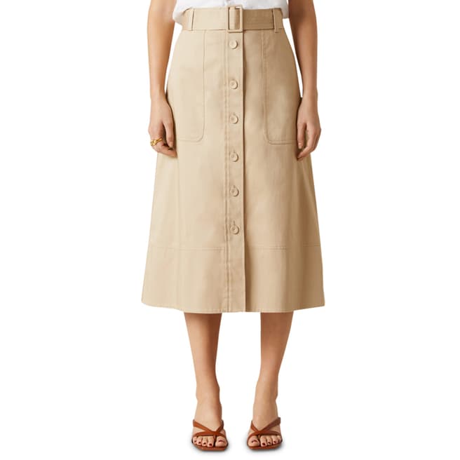 Jigsaw Beige Belted Trench Stretch Skirt