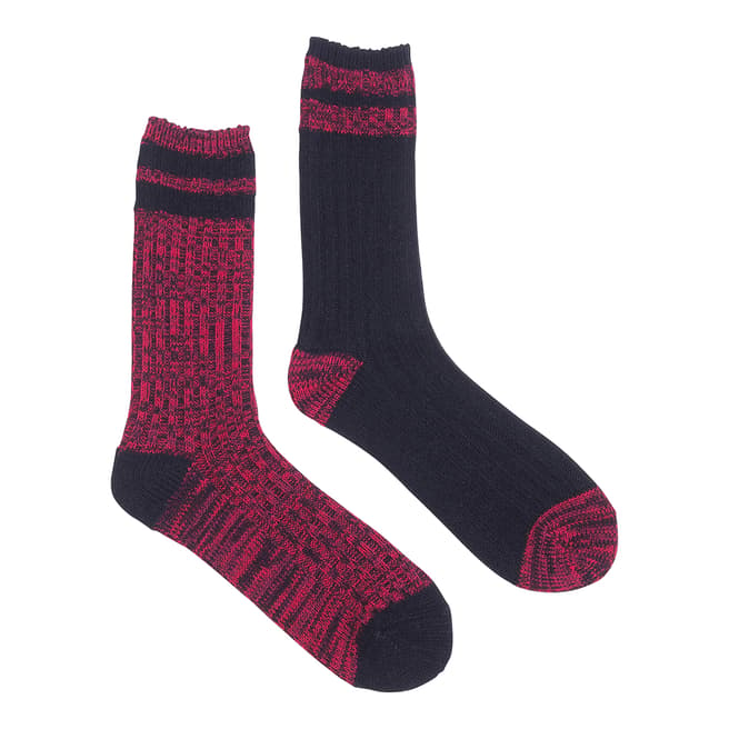 Glenmuir Red/Black 2 Pack Fashion Boot Sock