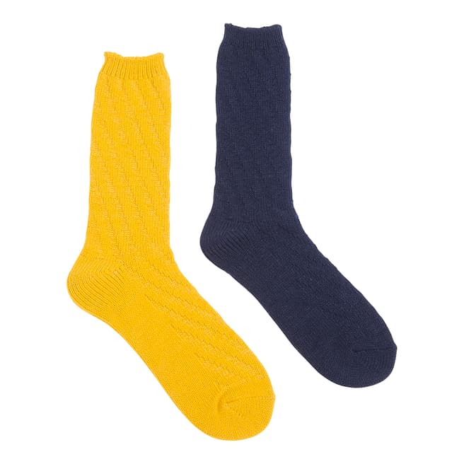 Glenmuir Navy/Yellow 2 Pack Fashion Boot