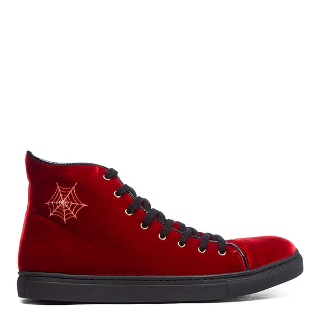 Charlotte Olympia Red Velvet High Top Trainers