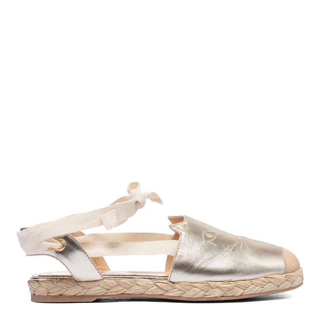 Charlotte Olympia Gold Leather Kitty Espadrilles