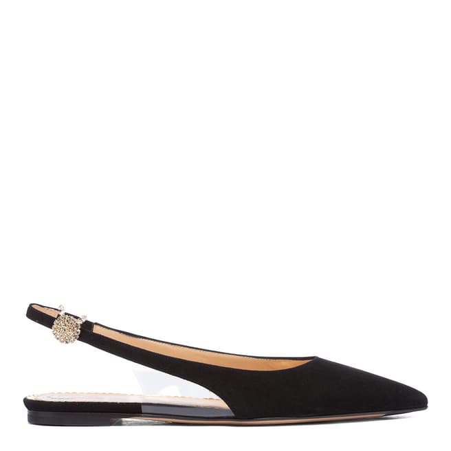 Charlotte Olympia Black Suede Flat Mules
