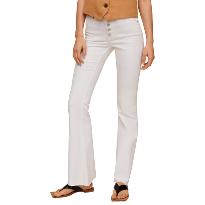 Mango White Buttons Flare Jeans
