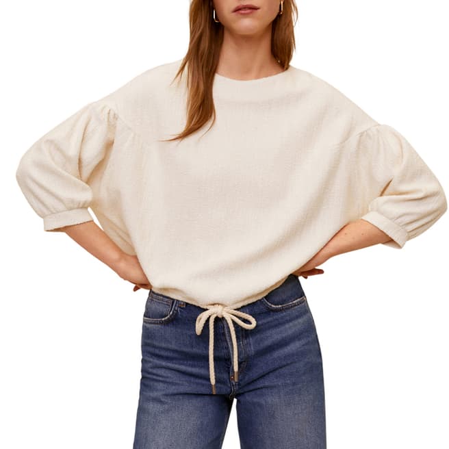 Mango Ecru Knotted Cotton-Blend Sweatshirt