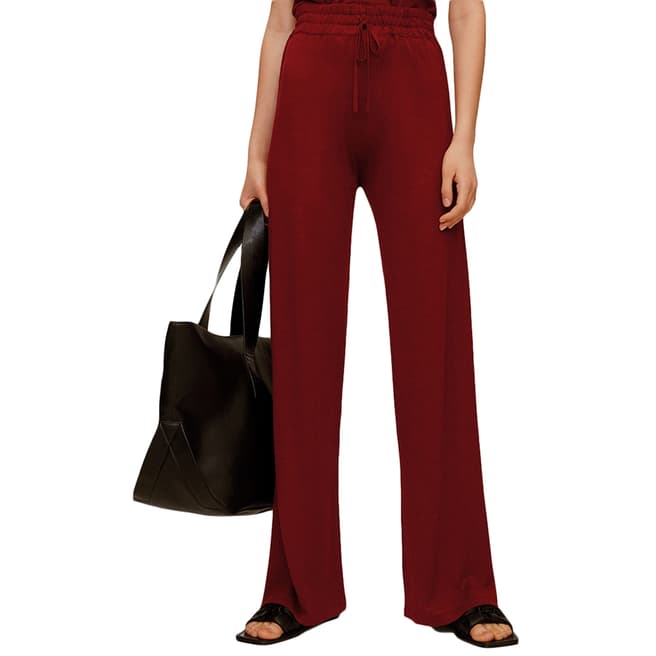 Mango Red Straight Cotton Trousers
