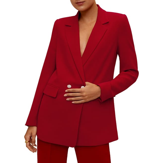 Mango Red Double-Breasted Blazer