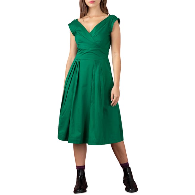 Emily and Fin Green Cotton Satin Florence Dress