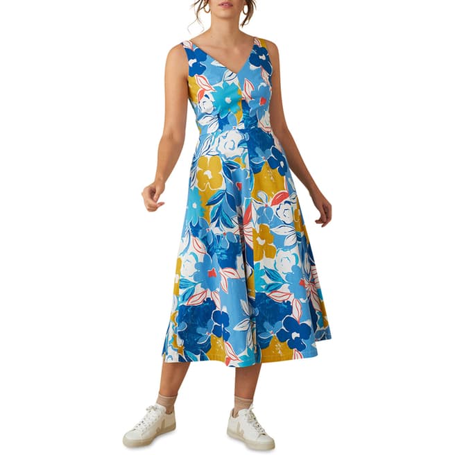 Emily and Fin Blue Asilah Floral Margot Midi Dress