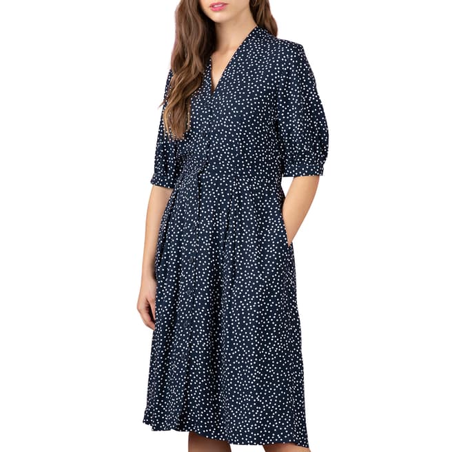 Emily and Fin Scattered Navy & White Spot Stella Shirt Dress