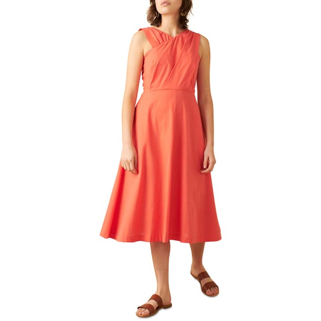 Emily and Fin Cadmium Red Cotton Linen Seline Dress