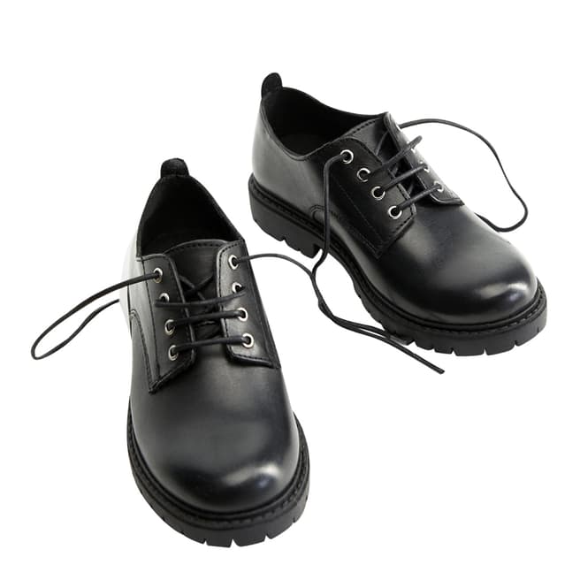 Mango Black Lace-Up Leather Shoes