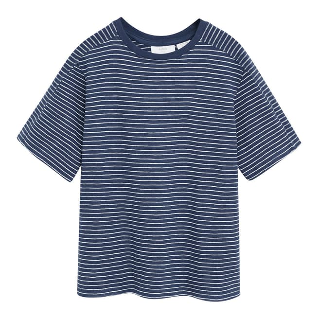 Mango Boy's Blue Striped Cotton T-Shirt
