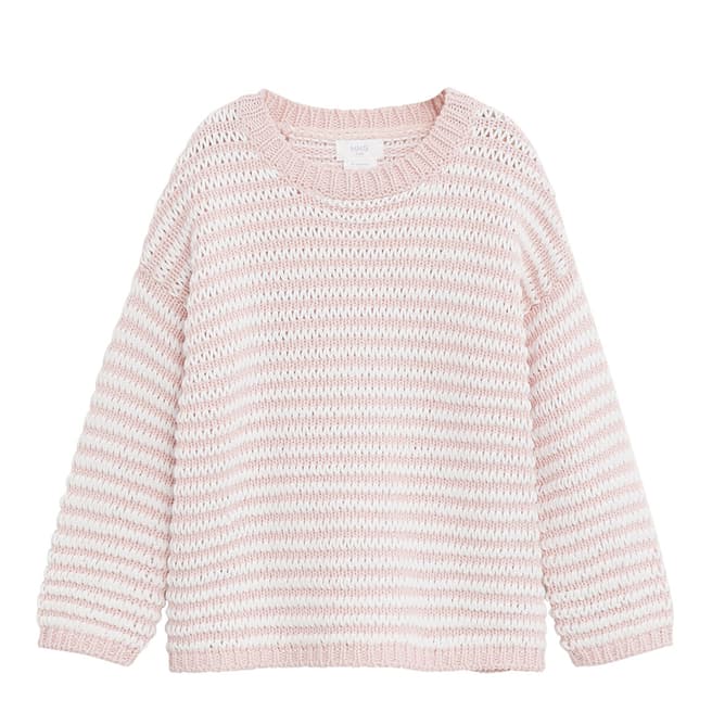 Mango Girl's Pink Bicolour Open-Knit Sweater