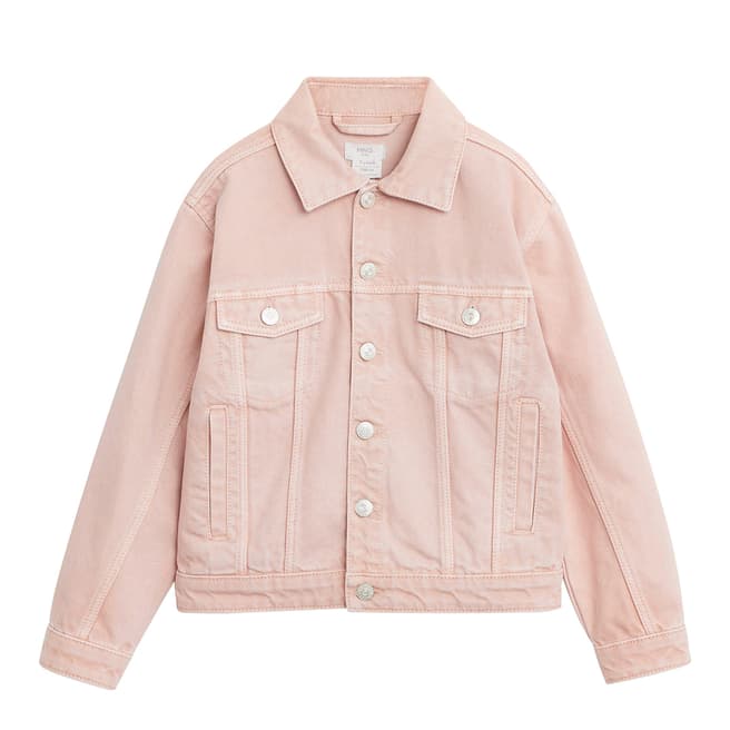 Mango Girl's Pink Colour Denim Jacket